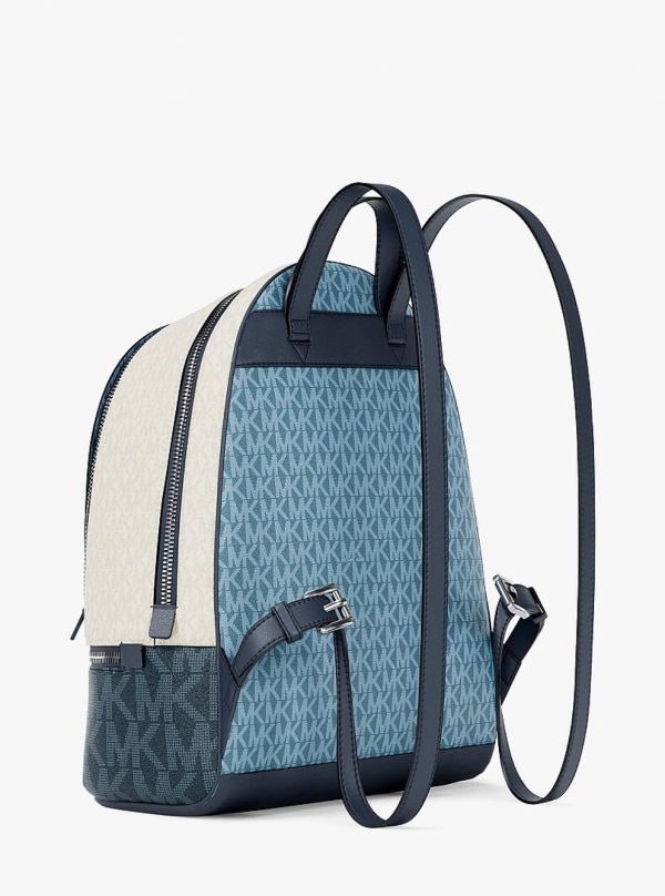 Michael Kors Rhea Medium Color-Block Signature Logo Backpack Denim Multi - Preorder