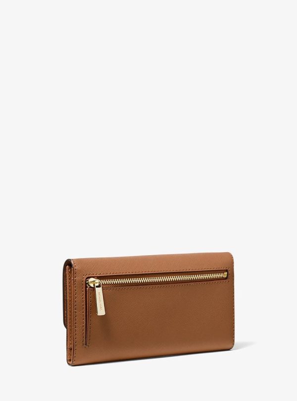 Michael Kors Jet Set Travel Crossgrain Leather Tri-Fold Wallet Luggage - Preorder