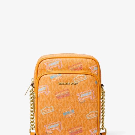 Michael Kors Jet Set Medium Embellished Signature Logo Crossbody Bag Pop Orange - Preorder