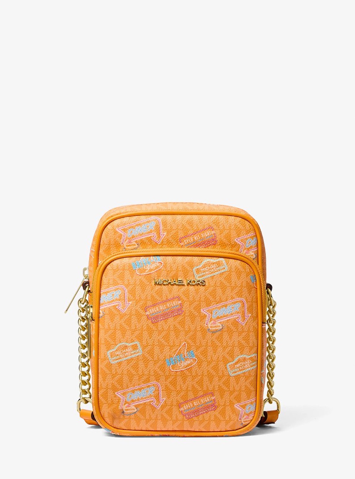 Michael Kors Jet Set Medium Embellished Signature Logo Crossbody Bag Pop Orange - Preorder