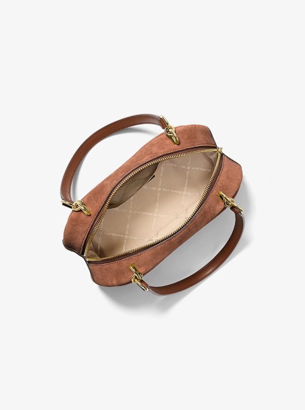 Michael Kors Cecily Small Suede Shoulder Bag Luggage - Preorder