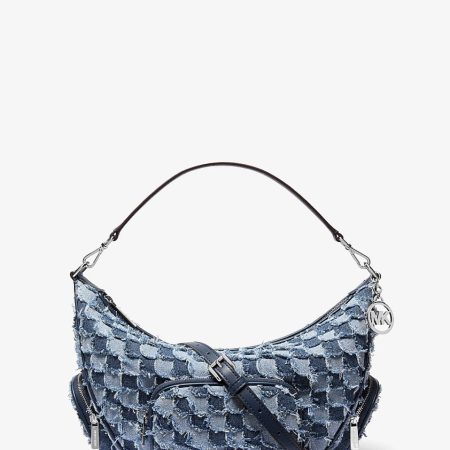 Michael Kors Merritt Medium Patchwork Denim Convertible Shoulder Bag Washed Denim - Preorder