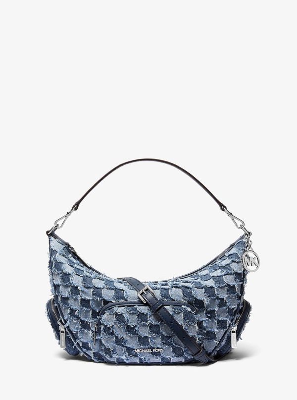 Michael Kors Merritt Medium Patchwork Denim Convertible Shoulder Bag Washed Denim - Preorder