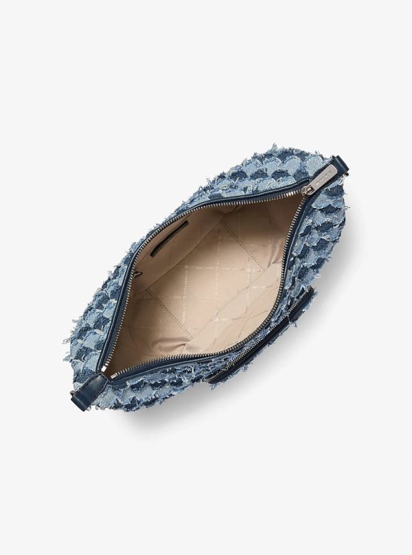 Michael Kors Merritt Medium Patchwork Denim Convertible Shoulder Bag Washed Denim - Preorder