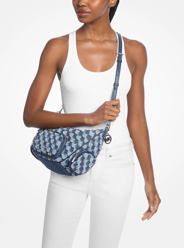 Michael Kors Merritt Medium Patchwork Denim Convertible Shoulder Bag Washed Denim - Preorder
