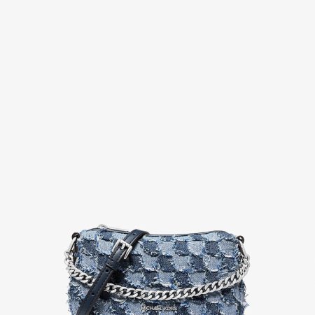 Michael Kors Carmela Small Patchwork Denim Convertible Crossbody Bag Washed Denim - Preorder
