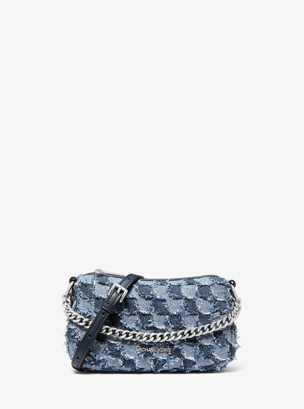 Michael Kors Carmela Small Patchwork Denim Convertible Crossbody Bag Washed Denim - Preorder