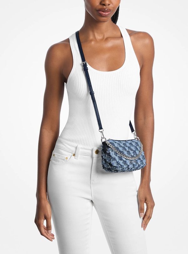 Michael Kors Carmela Small Patchwork Denim Convertible Crossbody Bag Washed Denim - Preorder
