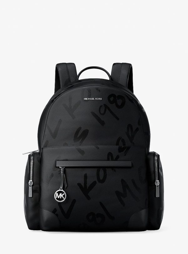 Michael Kors Prescott Large Printed Nylon Backpack Black - Preorder