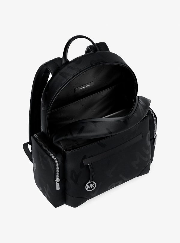Michael Kors Prescott Large Printed Nylon Backpack Black - Preorder