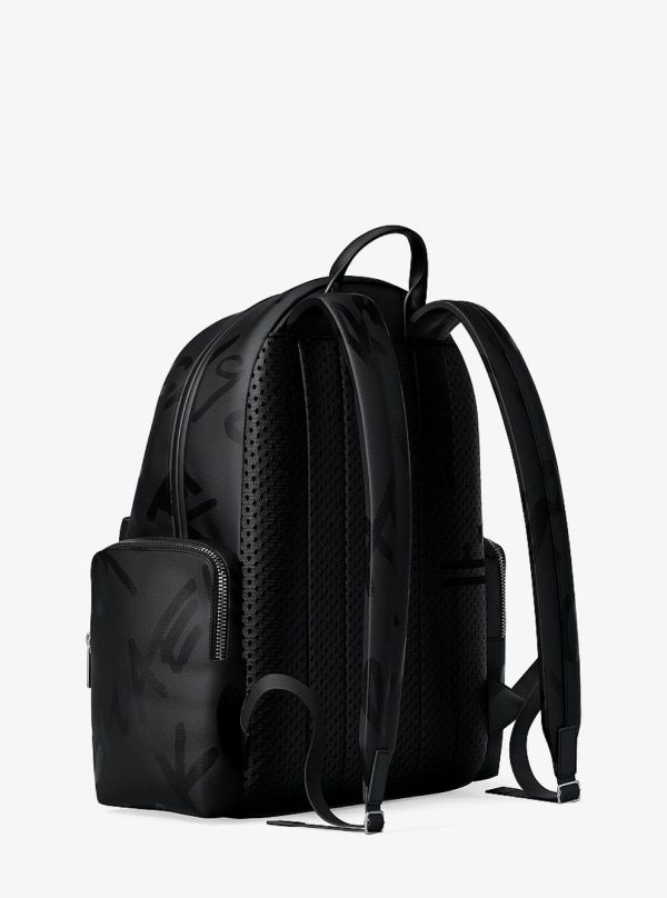 Michael Kors Prescott Large Printed Nylon Backpack Black - Preorder