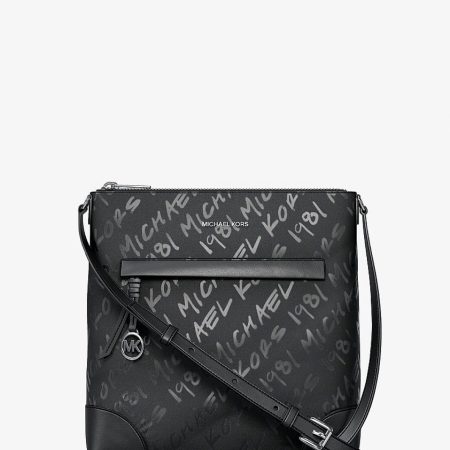Michael Kors Prescott Small Logo Printed Nylon Crossbody Bag Black - Preorder