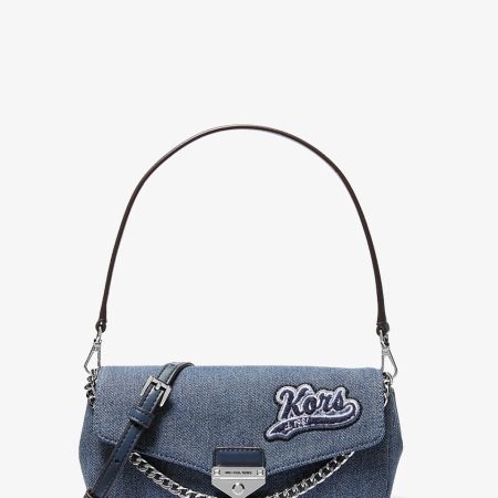 Michael Kors Soho Small Embellished Denim Convertible Crossbody Bag Washed Denim - Preorder