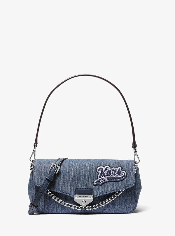 Michael Kors Soho Small Embellished Denim Convertible Crossbody Bag Washed Denim - Preorder