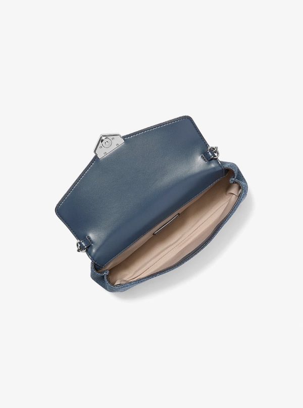 Michael Kors Soho Small Embellished Denim Convertible Crossbody Bag Washed Denim - Preorder