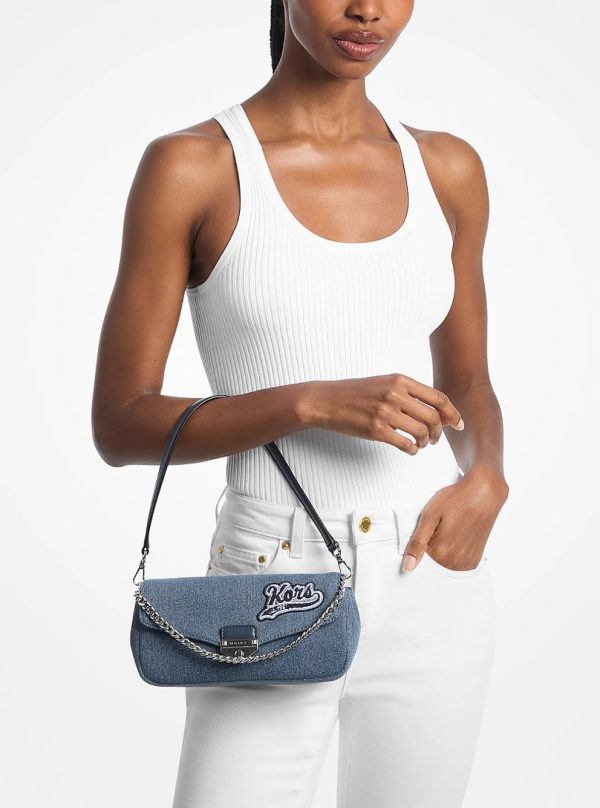 Michael Kors Soho Small Embellished Denim Convertible Crossbody Bag Washed Denim - Preorder