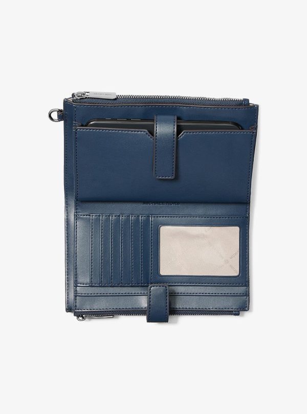 Michael Kors Jet Set Travel Embellished Denim Wristlet Washed Denim - Preorder