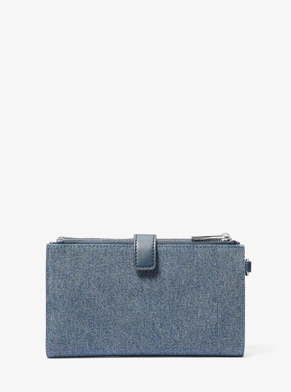 Michael Kors Jet Set Travel Embellished Denim Wristlet Washed Denim - Preorder