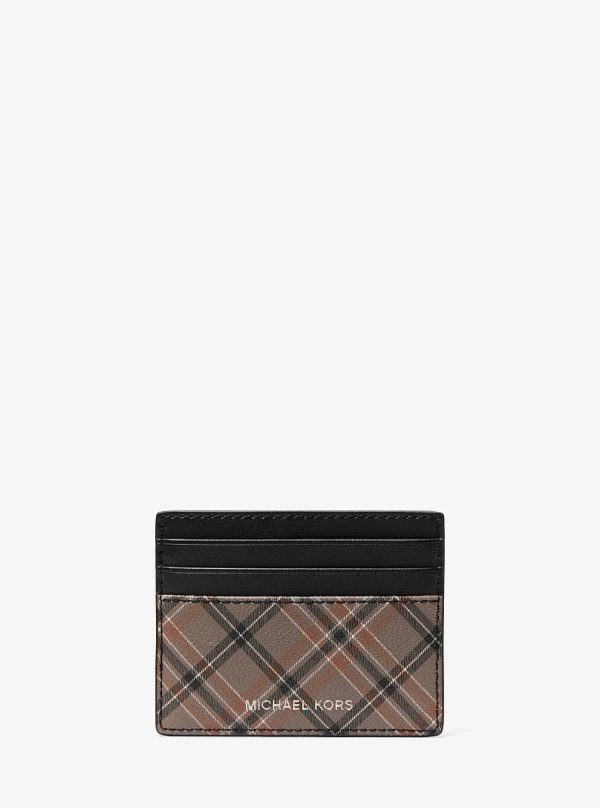 Michael Kors Cooper Plaid Card Case Mushroom - Preorder