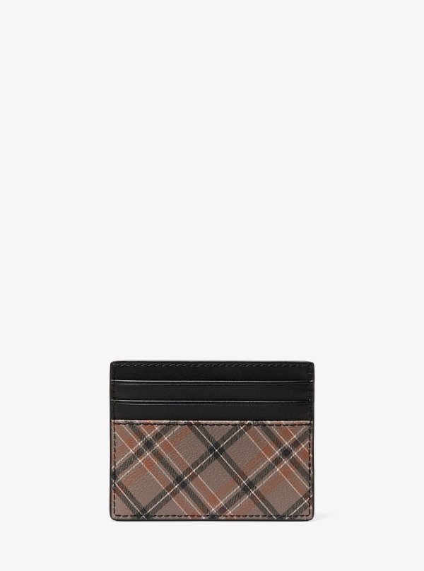 Michael Kors Cooper Plaid Card Case Mushroom - Preorder