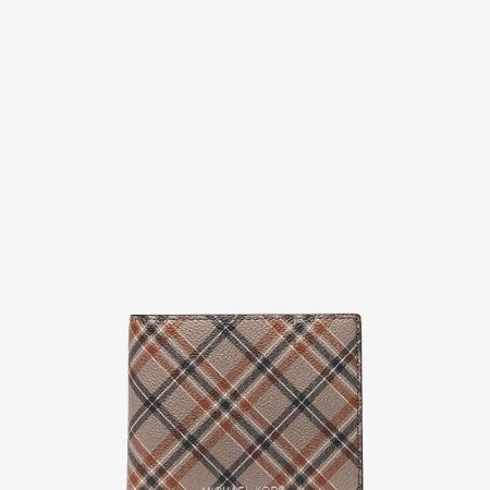 Michael Kors Cooper Plaid Print Wallet Mushroom - Preorder