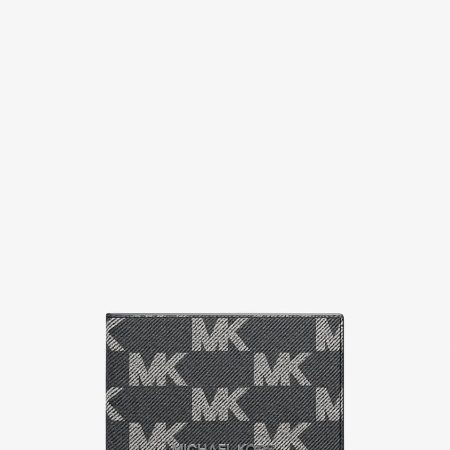 Michael Kors Cooper Medium Logo Jacquard Denim Wallet Black Wash - Preorder