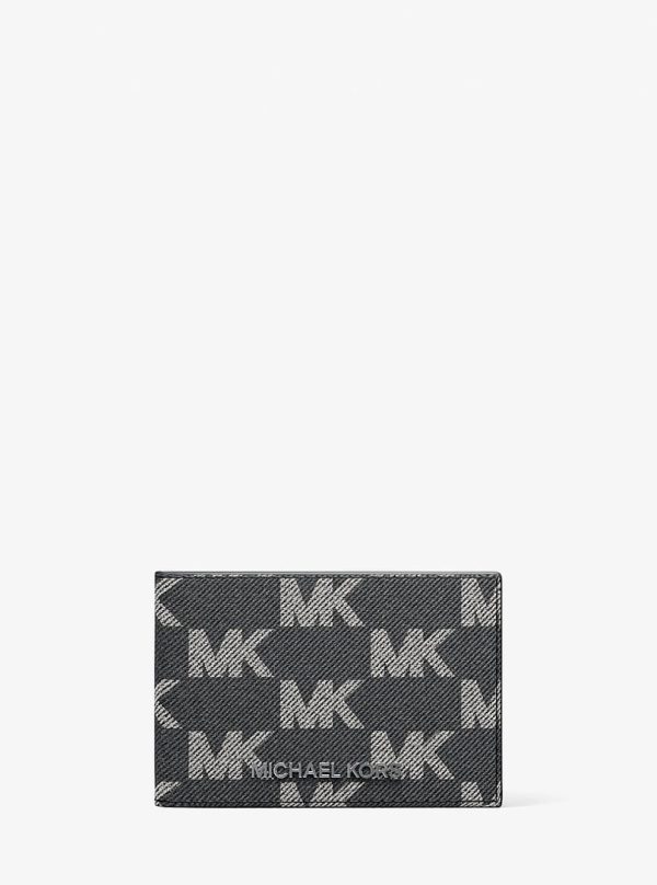 Michael Kors Cooper Medium Logo Jacquard Denim Wallet Black Wash - Preorder