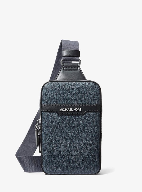Michael Kors Cooper Medium Signature Logo Sling Pack Admrl/plblue - Preorder