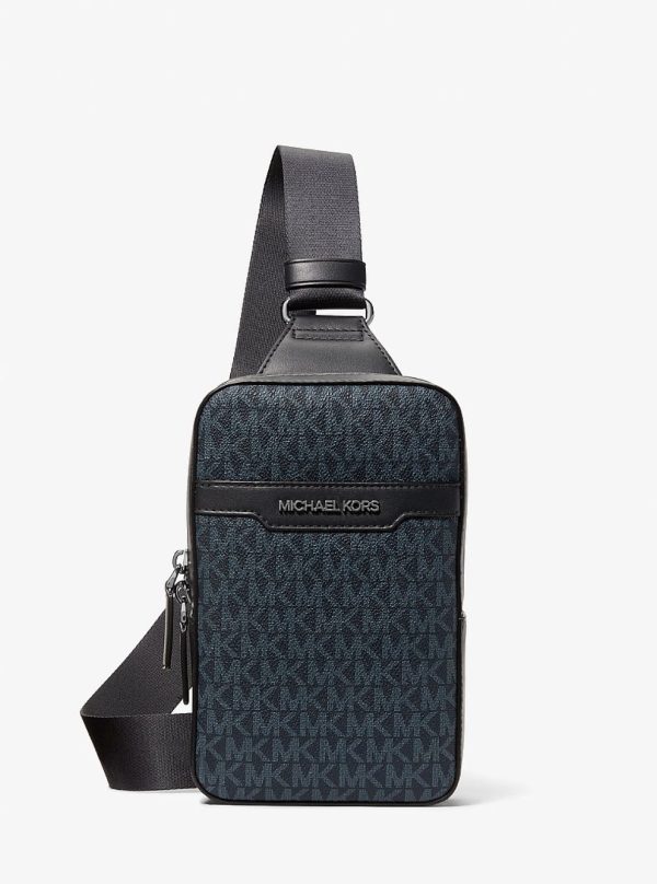 Michael Kors Cooper Medium Signature Logo Sling Pack Admrl/plblue - Preorder