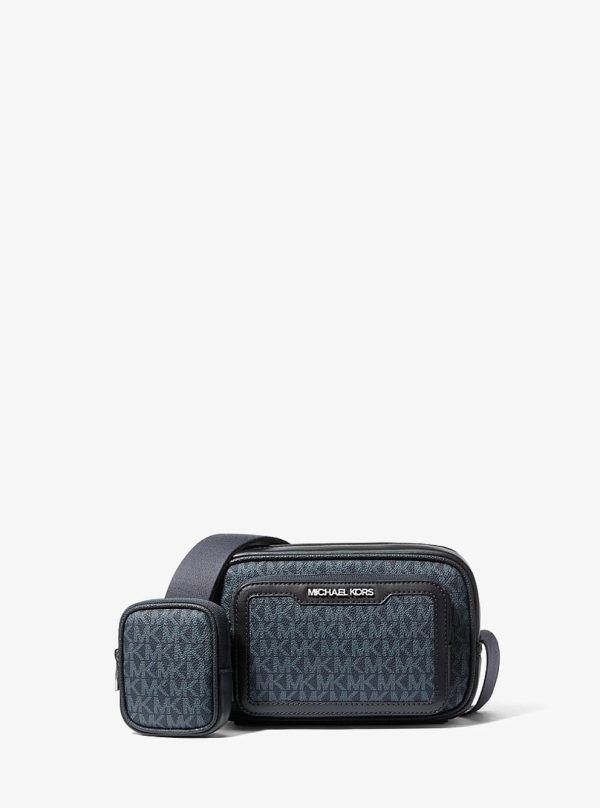 Michael Kors Cooper Signature Logo Camera Crossbody Bag With Pouch Admrl/plblue - Preorder