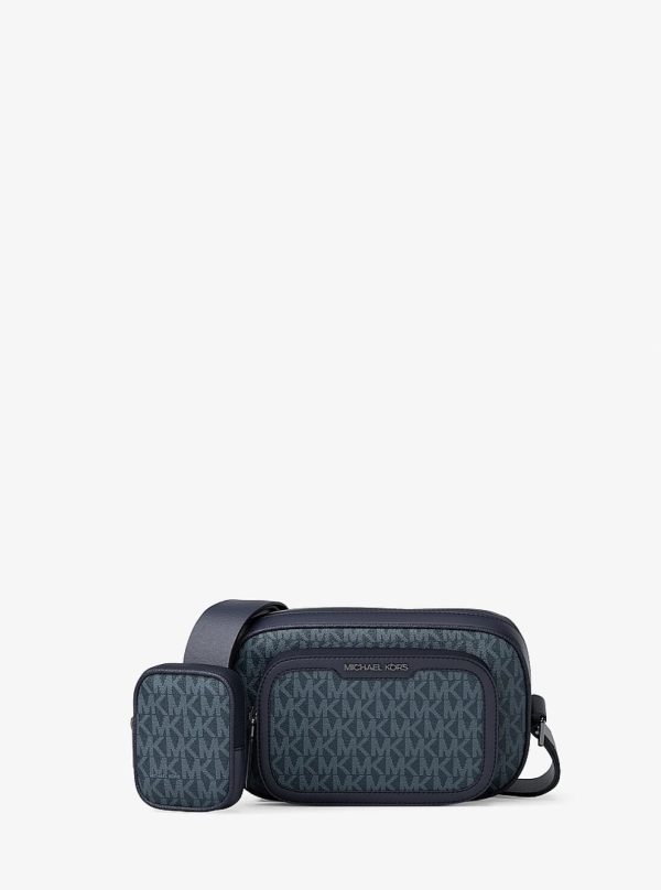 Michael Kors Cooper Signature Logo Camera Crossbody Bag With Pouch Admrl/plblue - Preorder