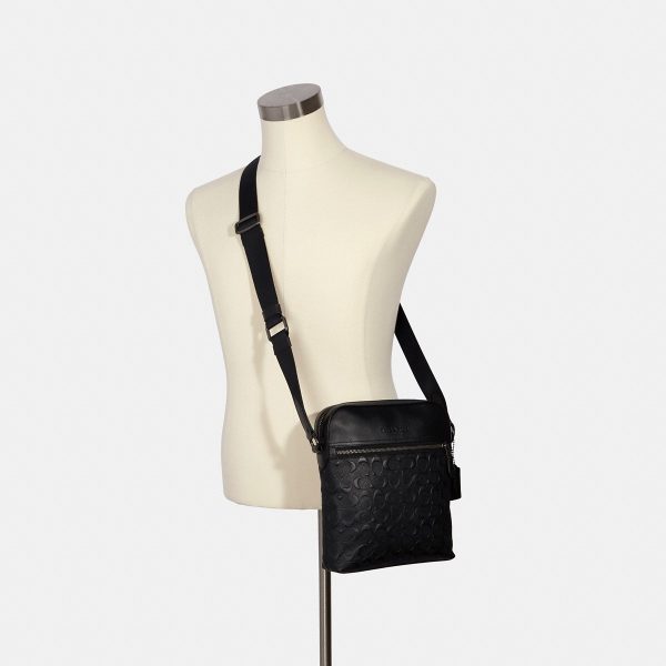 Coach Houston Flight Bag In Signature Leather Gunmetal/Black