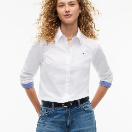 Tommy Hilfiger Regular Fit Stretch Oxford Shirt in Optic White