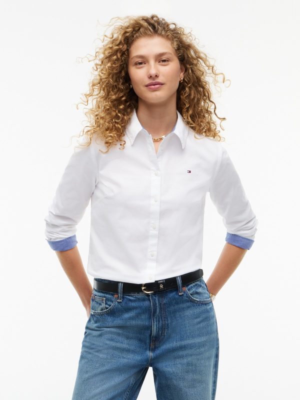 Tommy Hilfiger Regular Fit Stretch Oxford Shirt in Optic White