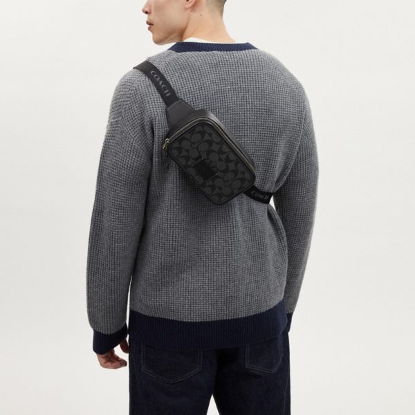 Coach Wyatt Belt Bag In Signature Canvas Gunmetal Charcoal Black CM106-QBMI5