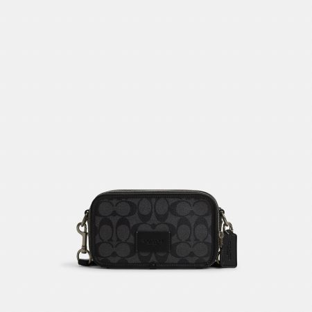 Coach Wyatt Crossbody Bag In Signature Canvas Gunmetal/Charcoal/Black