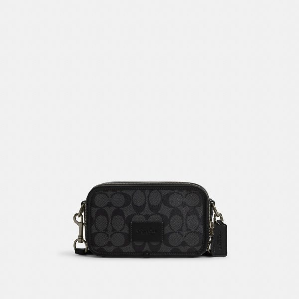 Coach Wyatt Crossbody Bag In Signature Canvas Gunmetal/Charcoal/Black
