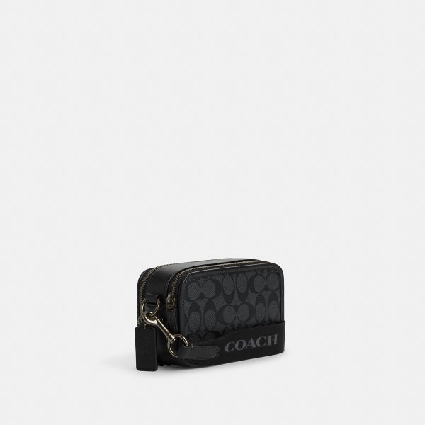 Coach Wyatt Crossbody Bag In Signature Canvas Gunmetal/Charcoal/Black