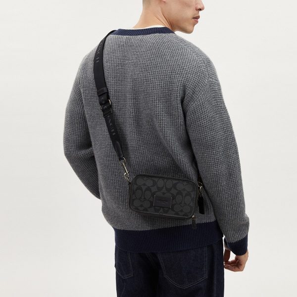 Coach Wyatt Crossbody Bag In Signature Canvas Gunmetal/Charcoal/Black