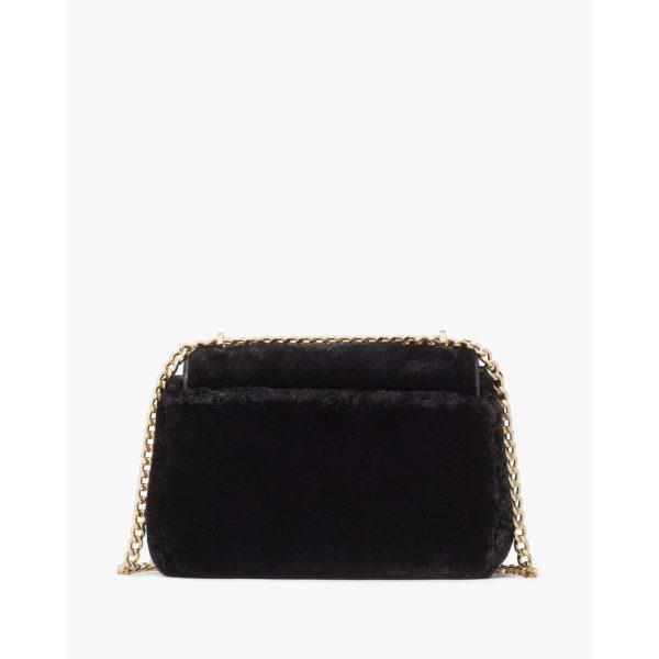 Kate Spade Carey Faux Fur Small Flap Shoulder Black back