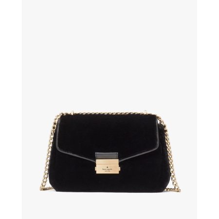 Kate Spade Carey Faux Fur Small Flap Shoulder Black front