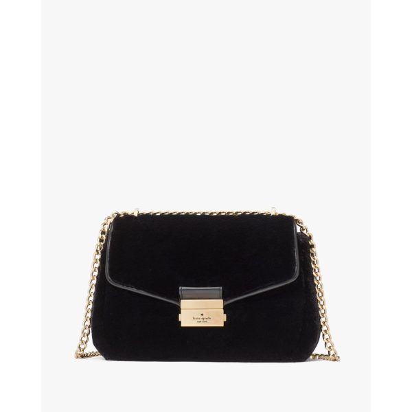 Kate Spade Carey Faux Fur Small Flap Shoulder Black front
