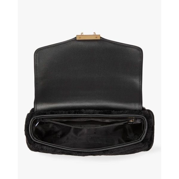 Kate Spade Carey Faux Fur Small Flap Shoulder Black interior