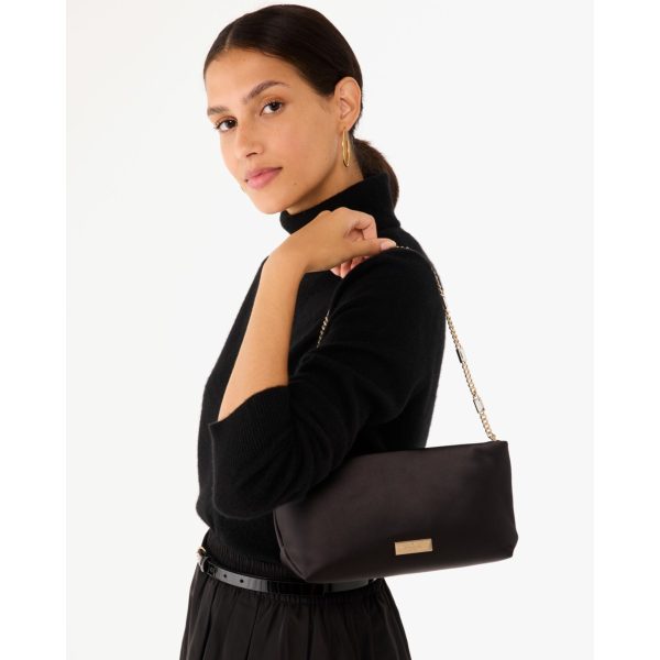 Kate Spade Anya Satin Shoulder Bag Black on model