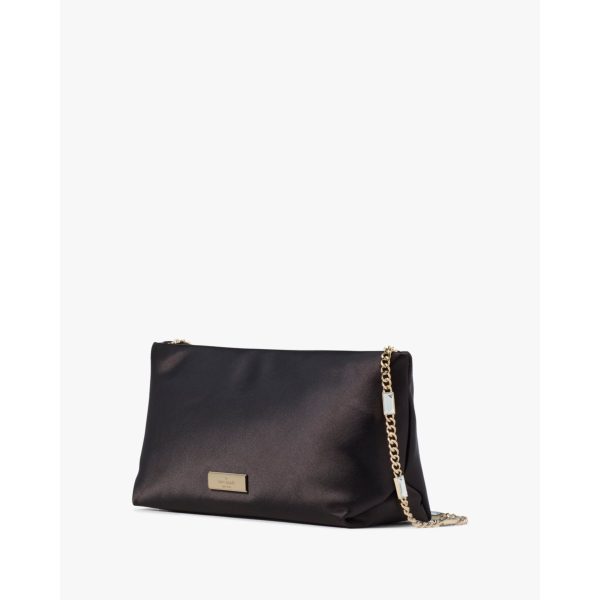 Kate Spade Anya Satin Shoulder Bag Black side angle