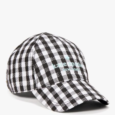 Kate Spade Texture Gingham Baseball Cap Blackcream - Ready Stock Malaysia