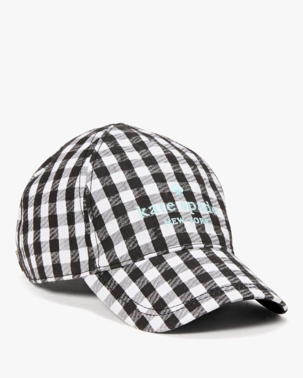 Kate Spade Texture Gingham Baseball Cap Blackcream - Ready Stock Malaysia