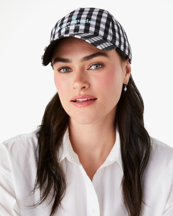 Kate Spade Texture Gingham Baseball Cap Blackcream - Ready Stock Malaysia
