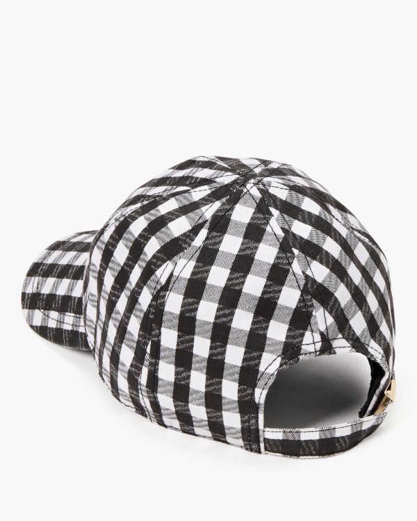 Kate Spade Texture Gingham Baseball Cap Blackcream - Ready Stock Malaysia