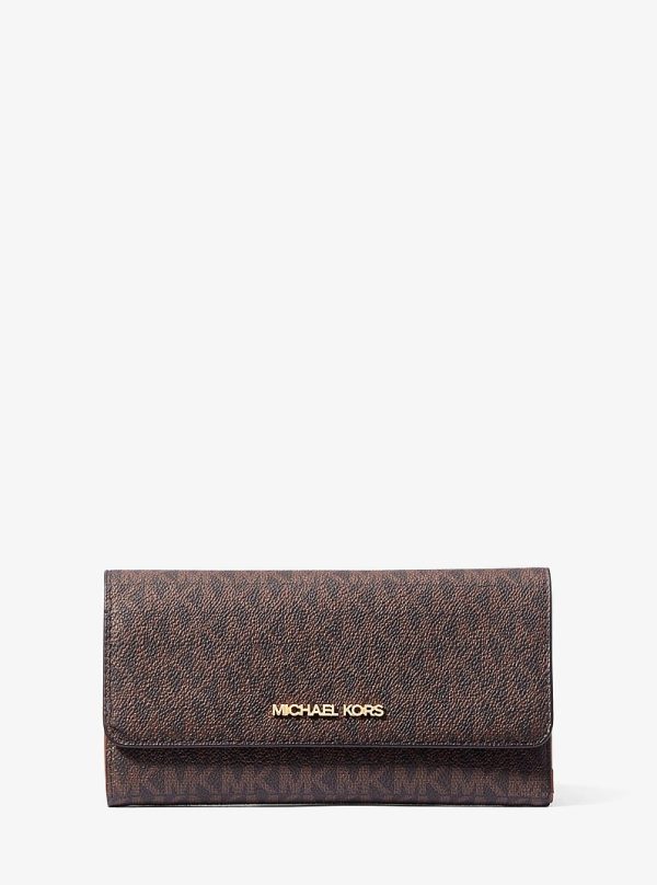 Michael Kors Jet Set Large Logo Trifold Wallet Brown front